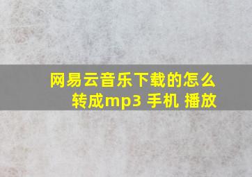 网易云音乐下载的怎么转成mp3 手机 播放